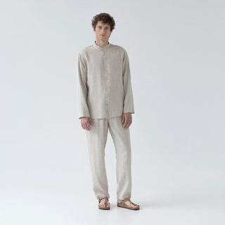 Melange Color Currant Linen Loungewear Set Front 1