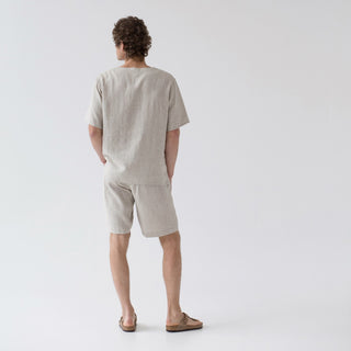 Melange Color Linen Fern Pyjama Set for Men Back View 