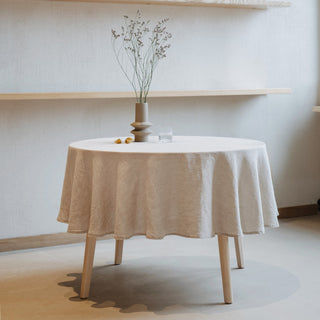 Melange Lightweight Linen Round Tablecloth 1