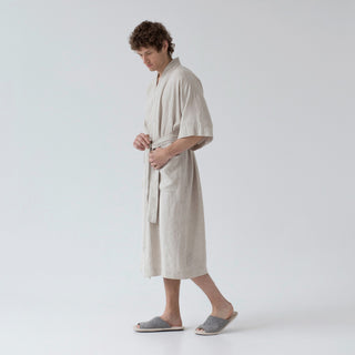 Gray Linen Robe for Men Linen Bathrobe Dressing Gown -  Denmark