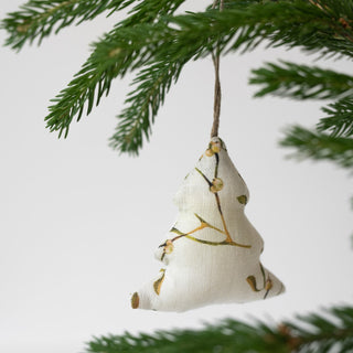 Mistletoe Linen Christmas Tree Decorations Set 2