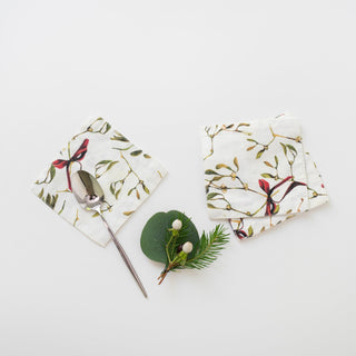 Mistletoe Linen Coasters Set of 4 2