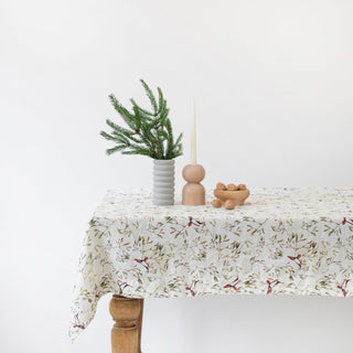Christmas Mistletoe Linen Tablecloth 