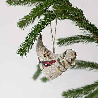 Mistletoe on Natural Linen Christmas Tree Decorations Set  2