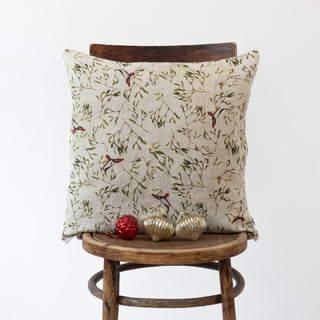 Christmas Mistletoe on Natural Linen Cushion Cover 