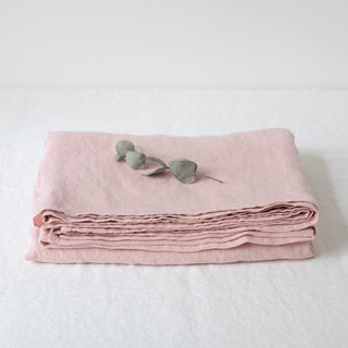 Misty Rose Washed Linen Bed Sheet 