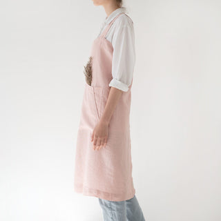 Misty Rose Washed Linen Pinafore Apron 3