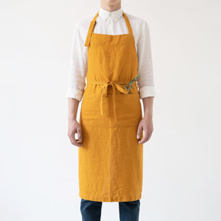 Mustard Washed Linen Chef Apron 