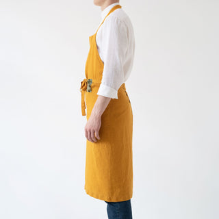 Mustard Washed Linen Chef Apron 3