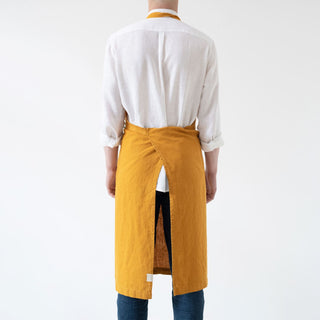 Mustard Washed Linen Chef Apron 