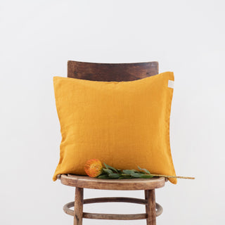 Mustard Washed Linen Cushion Cover 1