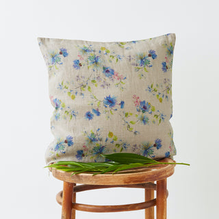 Flowers on Natural Washed Linen Cushion Cover 1