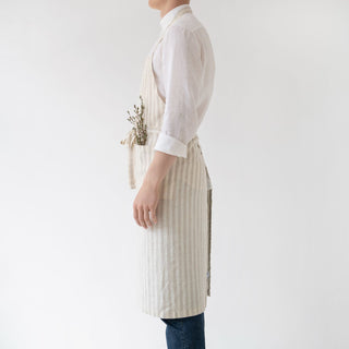 Natural Stripes Washed Linen Chef Apron 3