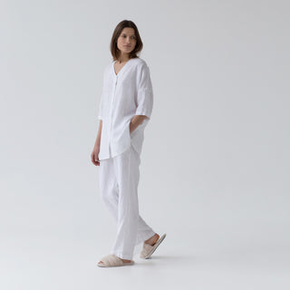 Optical White Color Linen Primrose Loungewear Set for Women Side View 2
