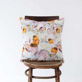 Orange Flow Print Linen Cushion Cover 1