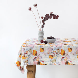 Orange Flow Linen Tablecloth 1