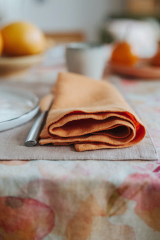 Set of 2 Tangerine Washed Linen Napkins 4