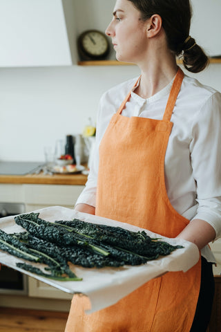 Tangerine Washed Linen Apron 6