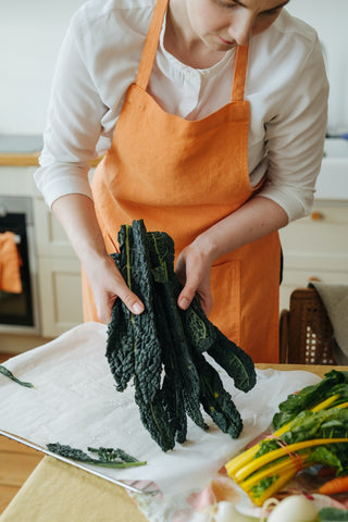 Tangerine Washed Linen Apron 7