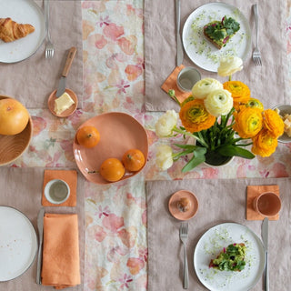 Set of 4 Tangerine Washed Linen Coasters 3