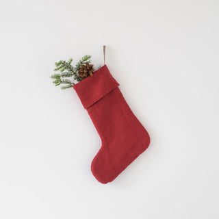 Red Pear Christmas Stocking with Decorations 