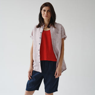 Red Blue Stripe Linen Yew Shirt 2