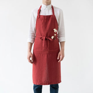 Red Pear Washed Linen Chef Apron 1