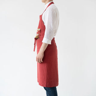 Red Pear Washed Linen Chef Apron 3