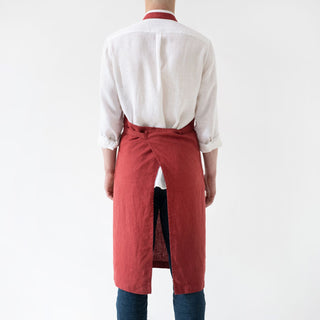 Red Pear Washed Linen Chef Apron 2