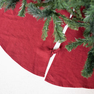 Red Pear Christmas Tree Skirt Tied Up 