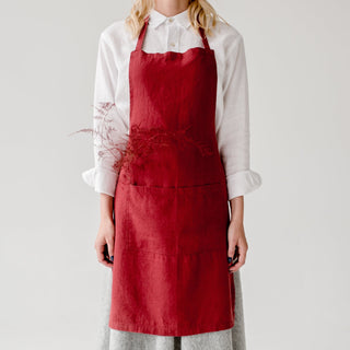 Red Pear Washed Linen Apron 1