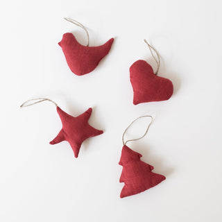 Red Pear Christmas Tree Decorations Set of 4 
