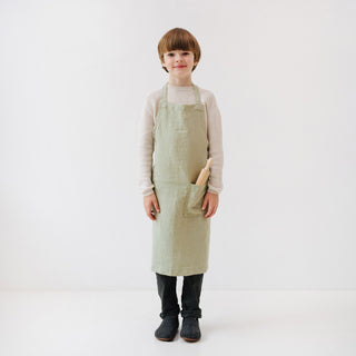 Sage Kids Washed Linen Apron with Rolling Pin 1