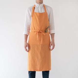 Tangerine Washed Linen Chef Apron 