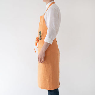 Tangerine Washed Linen Chef Apron 3