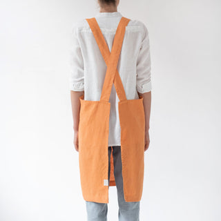 Tangerine Washed Linen Crossback Apron 