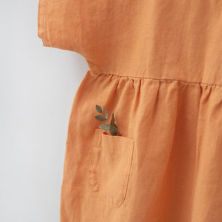 Kids Tangerine Linen Partridge Dress 2