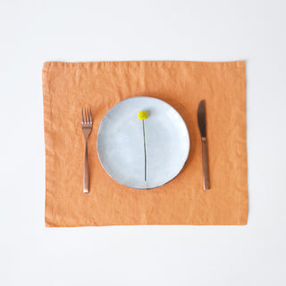 Tangerine Washed Linen Placemat 