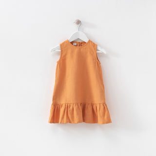 Kids Tangerine Linen Swan Dress 1