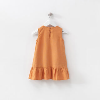 Kids Tangerine Linen Swan Dress 2