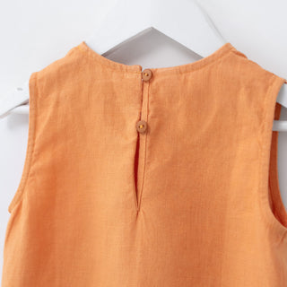 Kids Tangerine Linen Swan Dress 3