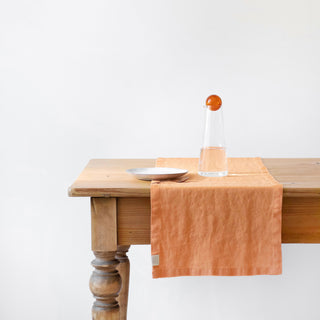 Tangerine Washed Linen Table Runner 