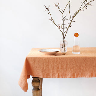 Tangerine Washed Linen Tablecloth 