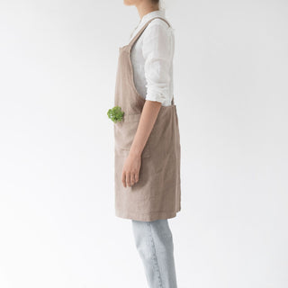 Taupe Washed Linen Crossback Apron 3