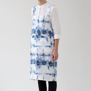 Tie Dye Washed Linen Pinafore Apron Side View 3