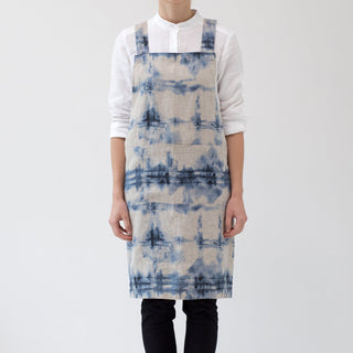 Tie Dye on Natural Washed Linen Crossback Apron 1