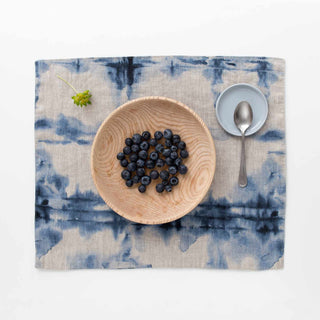 Tie Dye on Natural Washed Linen Placemat 