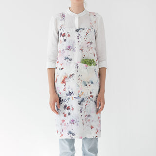 Soft Flowers Watercolor Linen Pinafore Cooking Apron 1