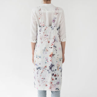 Back Watercolor Flower Linen Pinafore Cooking Apron 3