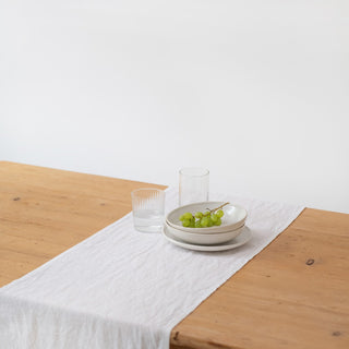 White Lightweight Linen Table Runner 2